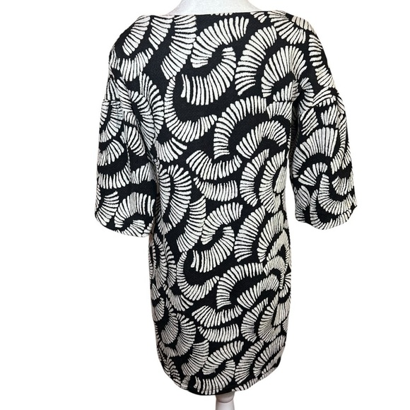 Maeve Anthropologie Balloon Sleeve Black White Knit Mini Dress Tunic Boxy Size S - Picture 5 of 7